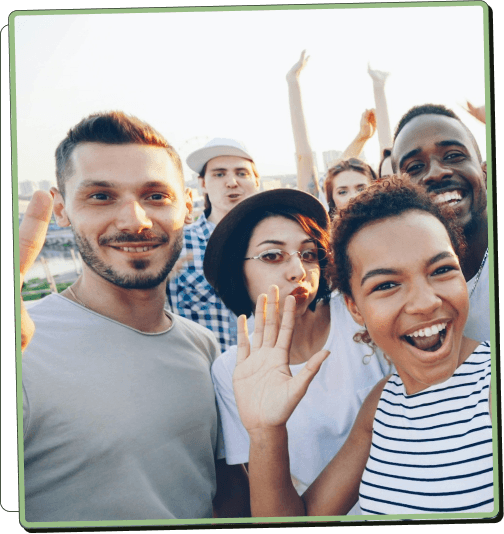 Diverse group of friends smiling